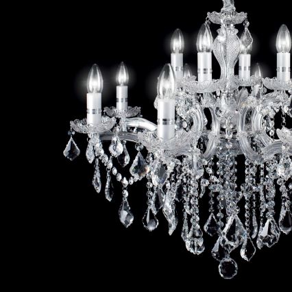 Ideal Lux - Lampadario di cristallo a sospensione con catena FLORIAN 18xE14/40W/230V diametro 86 cm limpido