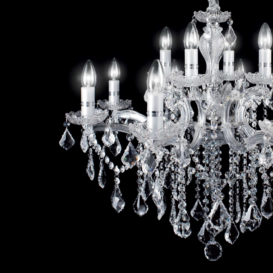 Ideal Lux - Lampadario di cristallo a sospensione con catena FLORIAN 18xE14/40W/230V diametro 86 cm limpido