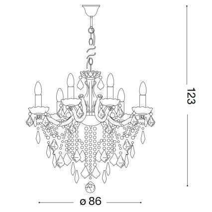 Ideal Lux - Lampadario di cristallo a sospensione con catena FLORIAN 18xE14/40W/230V diametro 86 cm limpido