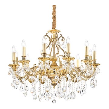 Ideal Lux - Lampadario di cristallo a sospensione con catena GIOCONDA 12xE14/40W/230V diametro 90 cm oro
