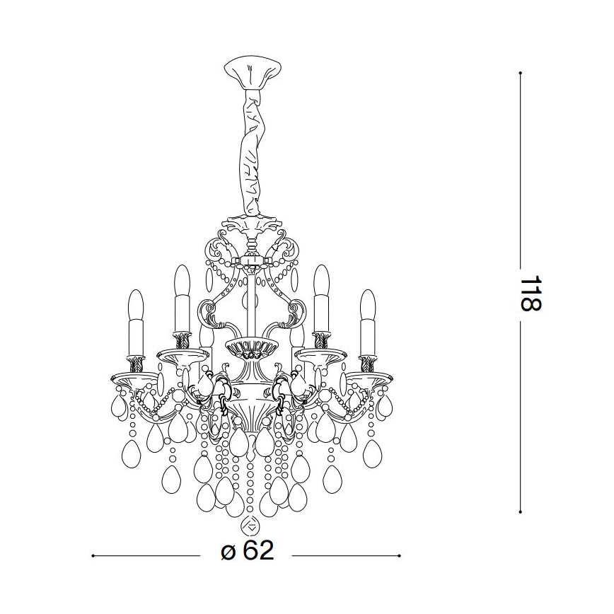 Ideal Lux - Lampadario di cristallo a sospensione con catena GIOCONDA 6xE14/40W/230V diametro 62 cm oro