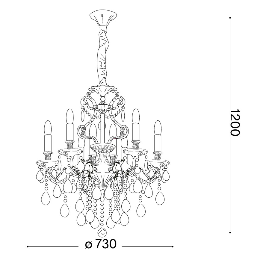 Ideal Lux - Lampadario di cristallo a sospensione con catena GIOCONDA 8xE14/40W/230V diametro 73 cm argento