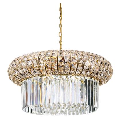Ideal Lux - Lampadario di cristallo a sospensione con catena NABUCCO 12xE14/40W/230V diametro 60 cm oro