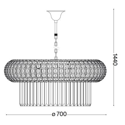 Ideal Lux - Lampadario di cristallo a sospensione con catena NABUCCO 16xE14/40W/230V diametro 70 cm oro