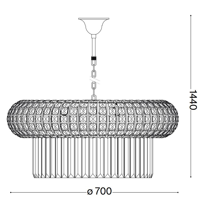 Ideal Lux - Lampadario di cristallo a sospensione con catena NABUCCO 16xE14/40W/230V diametro 70 cm oro