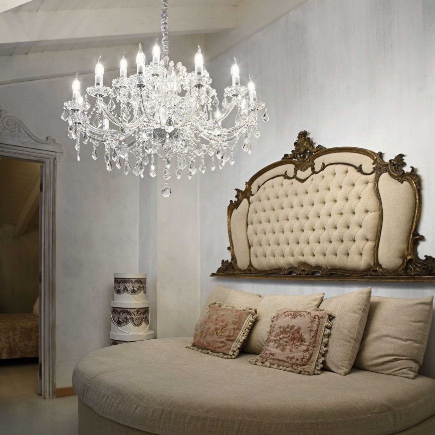 Ideal Lux - Lampadario di cristallo a sospensione con catena NAPOLEON 18xE14/40W/230V diametro 96 cm cromo lucido