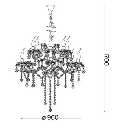 Ideal Lux - Lampadario di cristallo a sospensione con catena NAPOLEON 18xE14/40W/230V diametro 96 cm cromo lucido