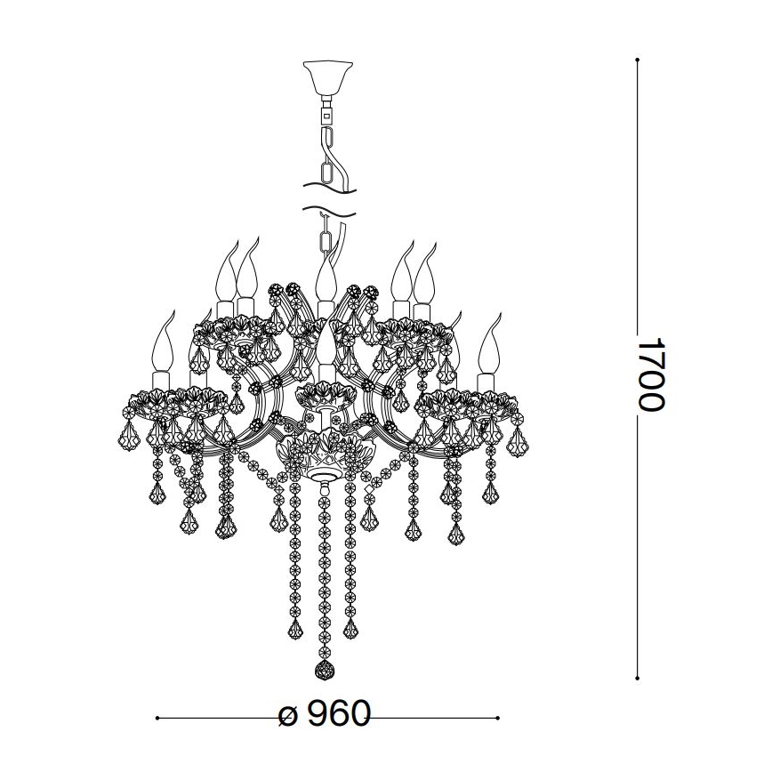 Ideal Lux - Lampadario di cristallo a sospensione con catena NAPOLEON 18xE14/40W/230V diametro 96 cm cromo lucido