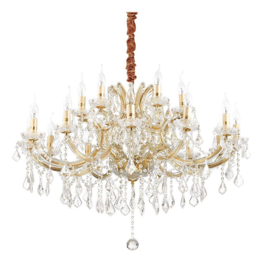 Ideal Lux - Lampadario di cristallo a sospensione con catena NAPOLEON 18xE14/40W/230V diametro 96 cm oro