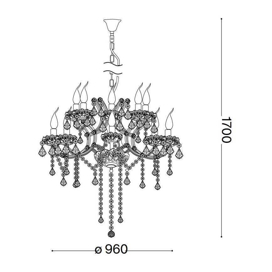 Ideal Lux - Lampadario di cristallo a sospensione con catena NAPOLEON 18xE14/40W/230V diametro 96 cm oro