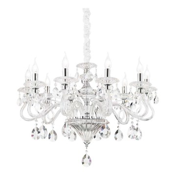 Ideal Lux - Lampadario di cristallo a sospensione con catena NEGRESCO 10xE14/28W/230V diametro 85 cm limpido