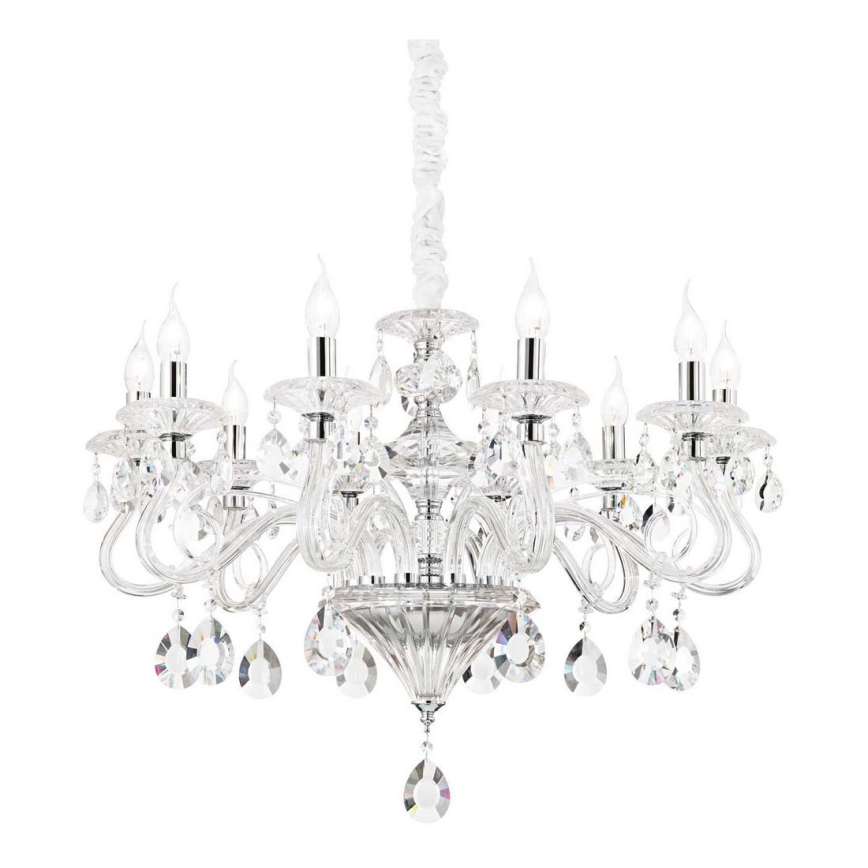 Ideal Lux - Lampadario di cristallo a sospensione con catena NEGRESCO 10xE14/28W/230V diametro 85 cm limpido