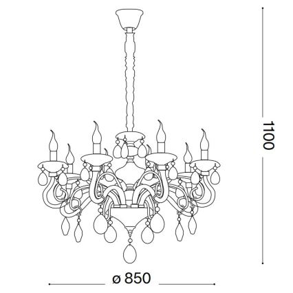 Ideal Lux - Lampadario di cristallo a sospensione con catena NEGRESCO 10xE14/28W/230V diametro 85 cm limpido