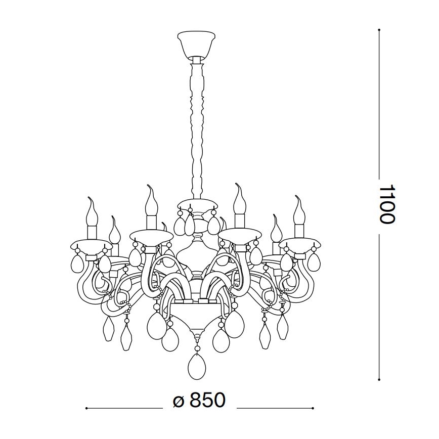 Ideal Lux - Lampadario di cristallo a sospensione con catena NEGRESCO 10xE14/28W/230V diametro 85 cm limpido