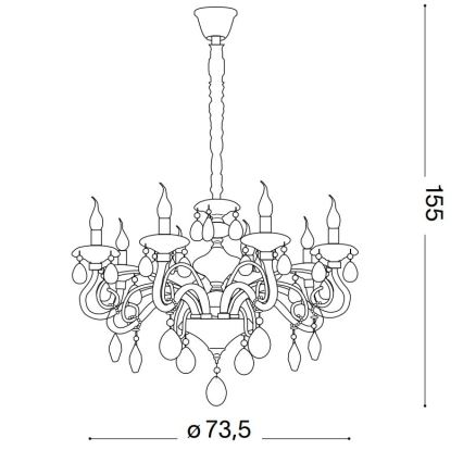 Ideal Lux - Lampadario di cristallo a sospensione con catena NEGRESCO 8xE14/28W/230V diametro 73,5 cm limpido