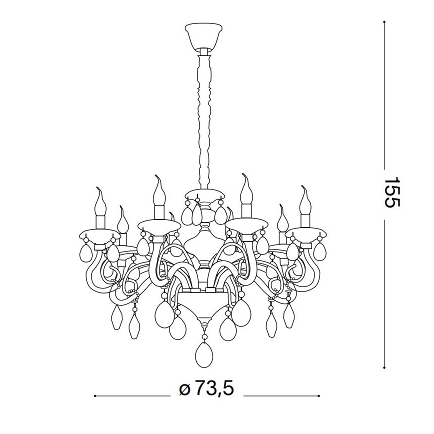 Ideal Lux - Lampadario di cristallo a sospensione con catena NEGRESCO 8xE14/28W/230V diametro 73,5 cm limpido