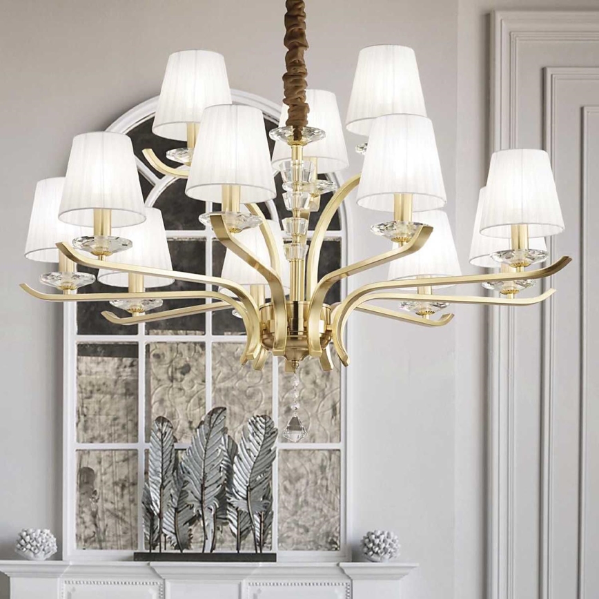Ideal Lux - Lampadario di cristallo a sospensione con catena PEGASO 12xE14/28W/230V diametro 102 cm oro