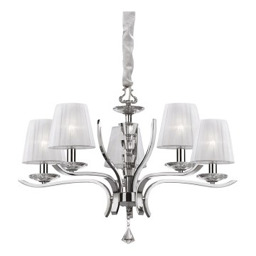 Ideal Lux - Lampadario di cristallo a sospensione con catena PEGASO 5xE14/28W/230V diametro 72 cm cromo lucido