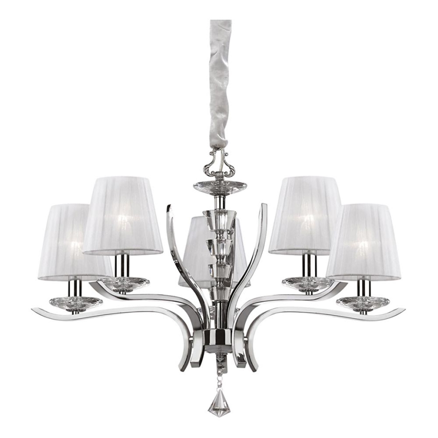 Ideal Lux - Lampadario di cristallo a sospensione con catena PEGASO 5xE14/28W/230V diametro 72 cm cromo lucido