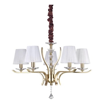 Ideal Lux - Lampadario di cristallo a sospensione con catena PEGASO 5xE14/28W/230V diametro 72 cm oro