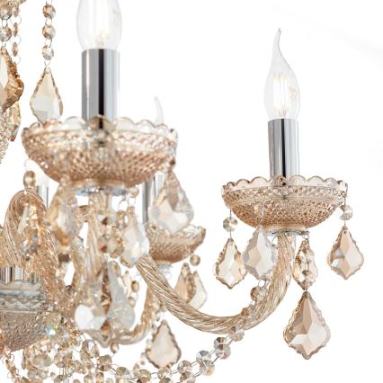 Ideal Lux - Lampadario di cristallo a sospensione con catena ROSE 8xE14/40W/230V diametro 78 cm beige