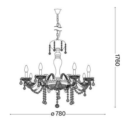 Ideal Lux - Lampadario di cristallo a sospensione con catena ROSE 8xE14/40W/230V diametro 78 cm beige