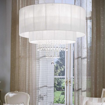 Ideal Lux - Lampadario di cristallo a sospensione OPERA 10xE27/60W/230V diametro 90 cm bianco