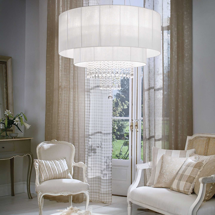 Ideal Lux - Lampadario di cristallo a sospensione OPERA 10xE27/60W/230V diametro 90 cm bianco