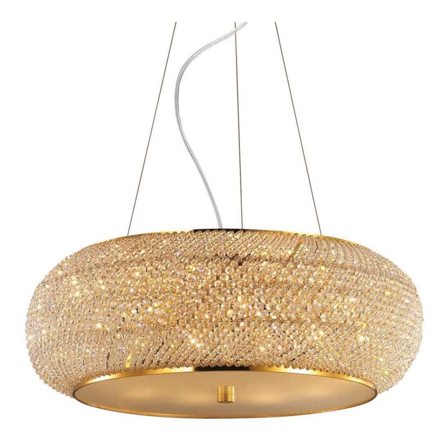 Ideal Lux - Lampadario di cristallo a sospensione PASHA 14xE14/40W/230V diametro 65 cm oro