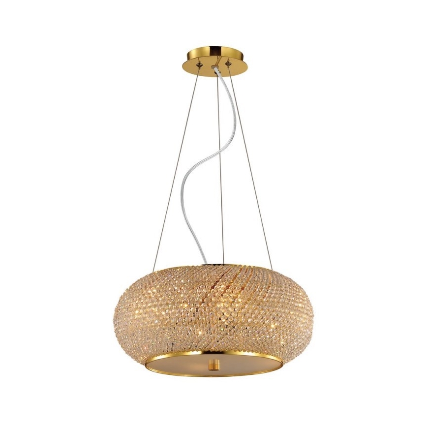 Ideal Lux - Lampadario di cristallo a sospensione PASHA 14xE14/40W/230V diametro 65 cm oro