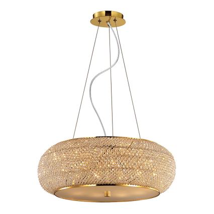 Ideal Lux - Lampadario di cristallo a sospensione PASHA 14xE14/40W/230V diametro 65 cm oro