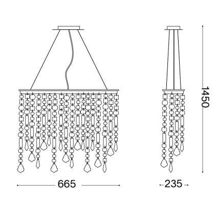 Ideal Lux - Lampadario di cristallo a sospensione RAIN 5xE14/40W/230V limpido