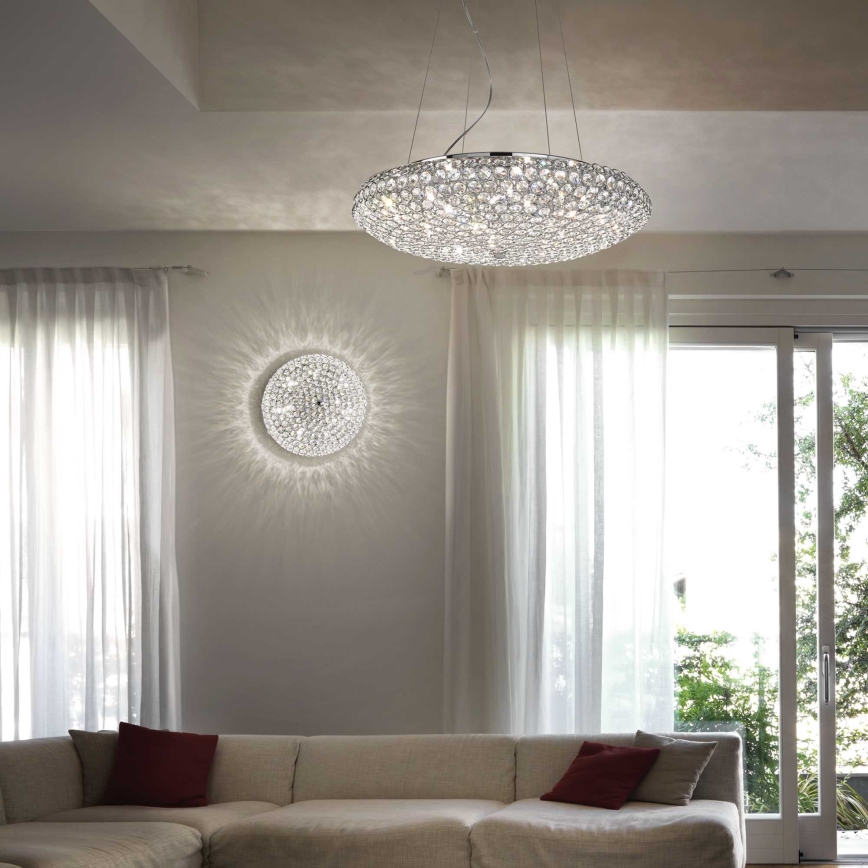 Ideal Lux - Lampadario di cristallo LED a sospensione con catena KING 12xG9/3W/230V diametro 65 cm cromo lucido