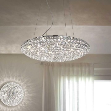 Ideal Lux - Lampadario di cristallo LED a sospensione con catena KING 12xG9/3W/230V diametro 65 cm cromo lucido