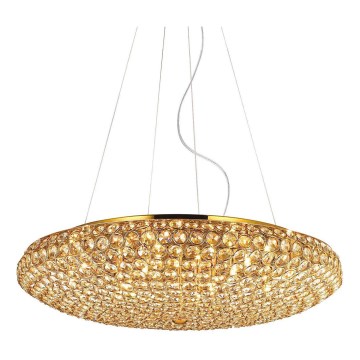 Ideal Lux - Lampadario di cristallo LED a sospensione con catena KING 12xG9/3W/230V diametro 65 cm oro