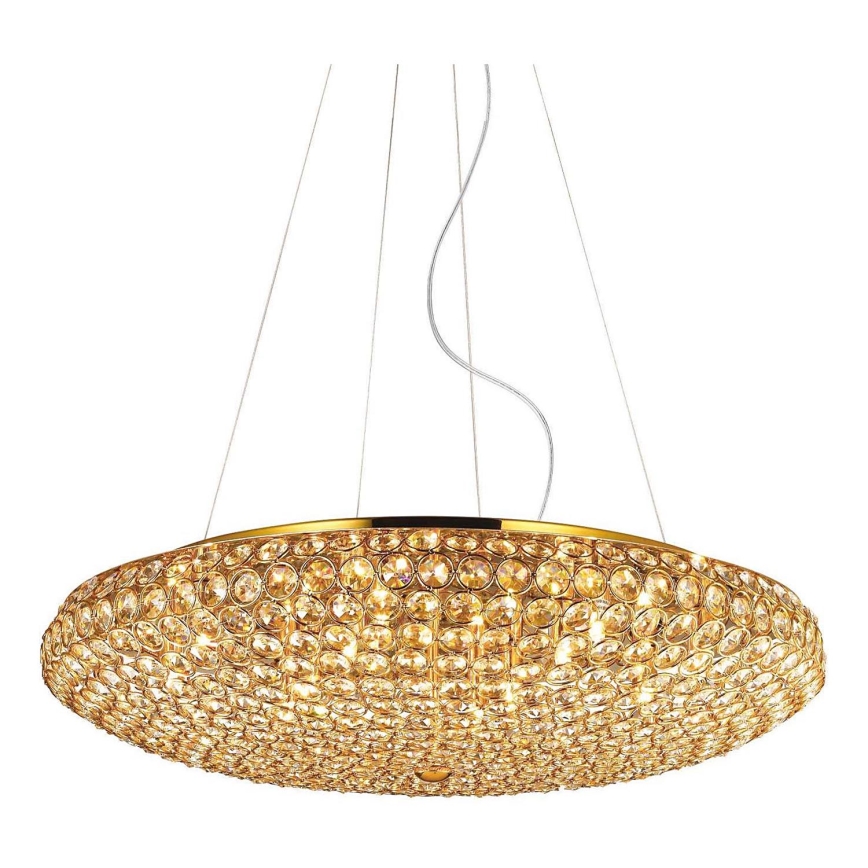 Ideal Lux - Lampadario di cristallo LED a sospensione con catena KING 12xG9/3W/230V diametro 65 cm oro