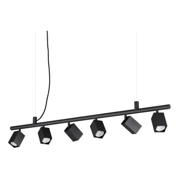 Ideal Lux - Lampadario LED a cavo DYNAMITE 6xGU10/7W/230V CRI 90 nero