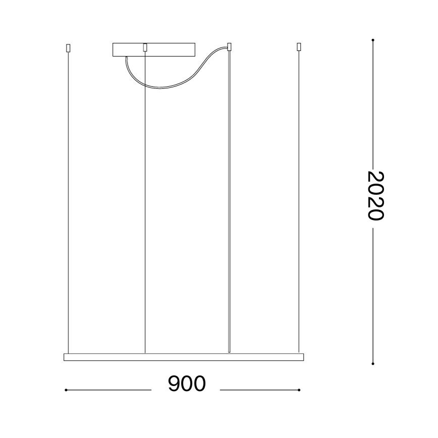 Ideal Lux - lampadario LED sospeso a cavo ORACLE SLIM, 53W, 230V, 3000K, CRI 90, 90x90 cm, oro