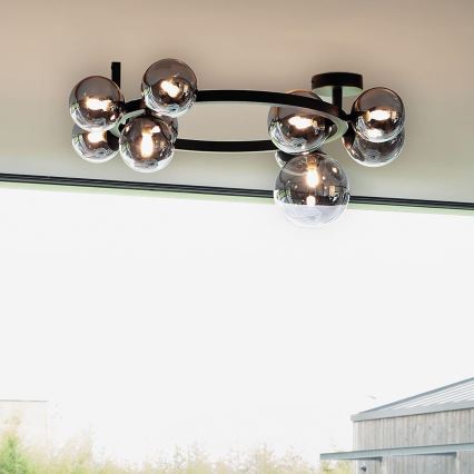Ideal Lux - Lampadario LED da soffitto PERLAGE 10xG9/3W/230V Ø 70 cm nero/fumé