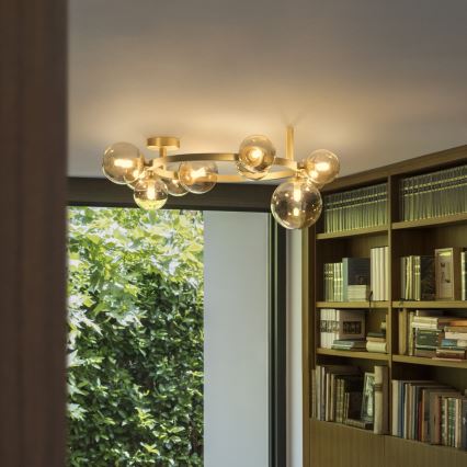 Ideal Lux - Plafoniera LED PERLAGE 10xG9/3W/230V Ø 70 cm oro/beige fumé