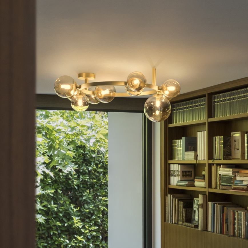 Ideal Lux - Plafoniera LED PERLAGE 10xG9/3W/230V Ø 70 cm oro/beige fumé