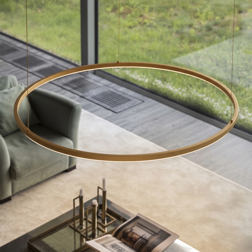 Ideal Lux - Lampadario LED a sospensione con cavo ORACLE SLIM LED/53W/230V 3000K CRI 90 diam. 90 cm oro