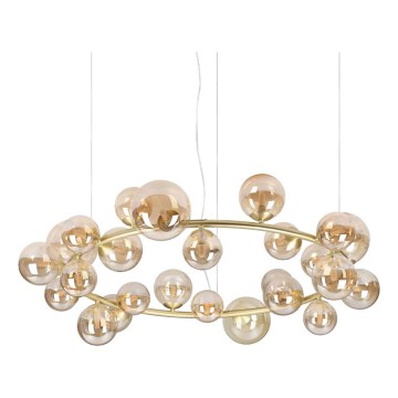 Ideal Lux - Lampadario LED a sospensione con cavo PERLAGE 25xG9/3W/230V 110 cm oro/beige fumé