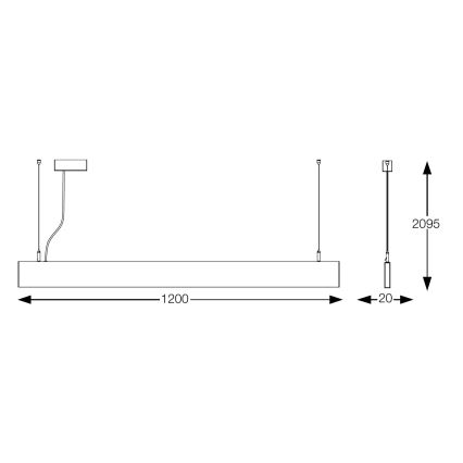 Ideal Lux - Lampadario LED a sospensione con cavo STEEL LED/29W/230V 3000K CRI 90 120 cm nero