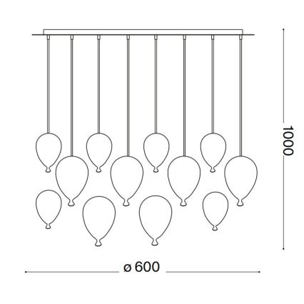 Ideal Lux - Lampadario LED a sospensione con filo CLOWN 12xG9/3W/230V diametro 60 cm colorato