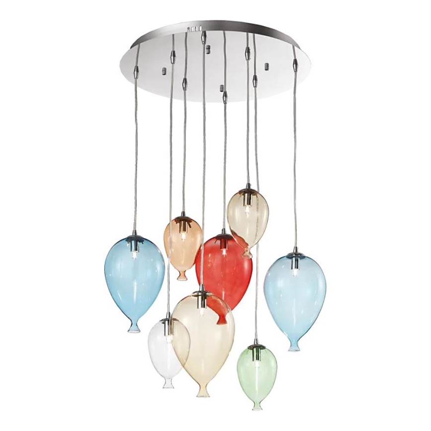 Ideal Lux - Lampadario LED a sospensione con filo CLOWN 8xG9/3W/230V diametro 50 cm colorato
