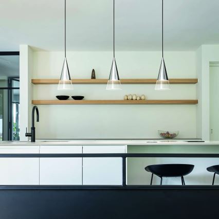 Ideal Lux - Lampadario LED a sospensione con filo CONO 1xGU10/7W/230V diametro 15 cm CRI 90 cromo lucido