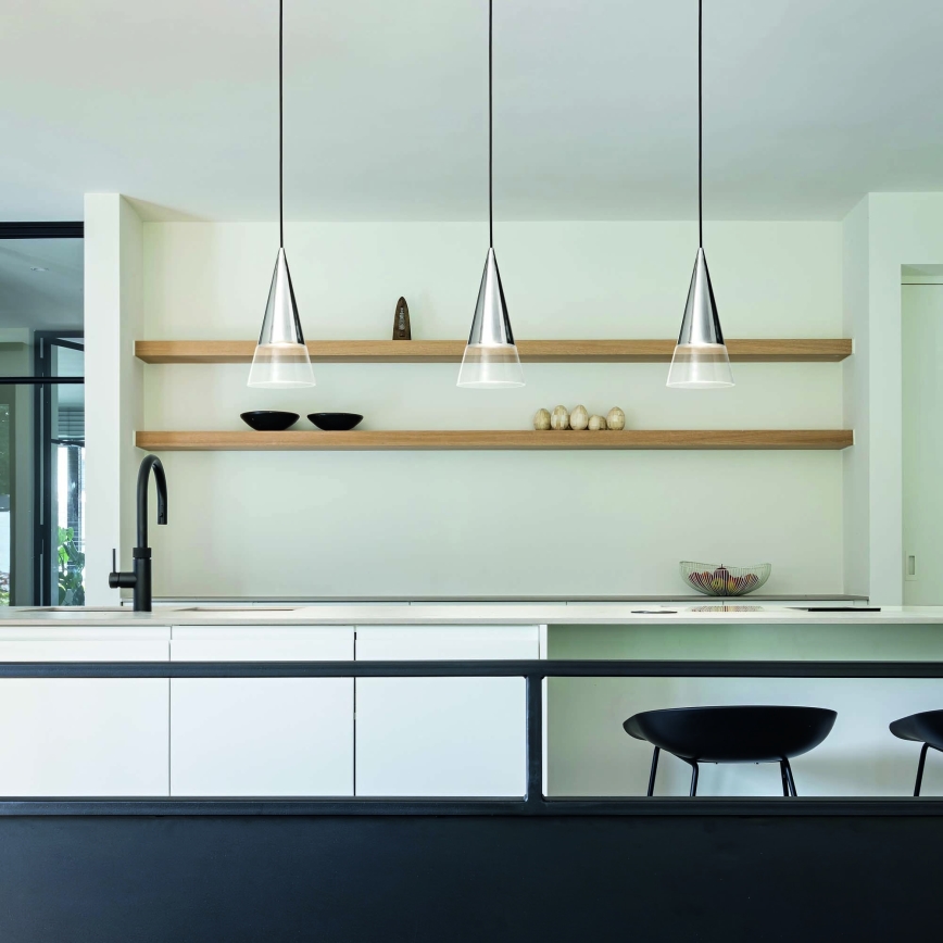 Ideal Lux - Lampadario LED a sospensione con filo CONO 1xGU10/7W/230V diametro 15 cm CRI 90 cromo lucido