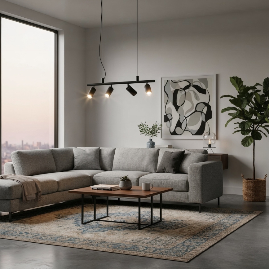 Ideal Lux - Lampadario LED a sospensione con filo DYNAMITE 4xGU10/7W/230V CRI 90 nero