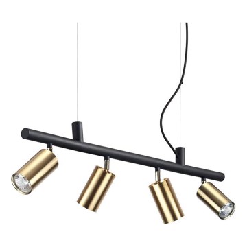 Ideal Lux - Lampadario LED a sospensione con filo DYNAMITE 4xGU10/7W/230V CRI 90 nero/ottone